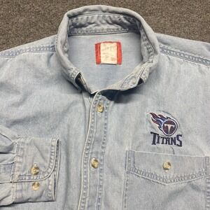 VTG Tennesse Titans Denim Shirt Button Up Men's LARGE Y2K